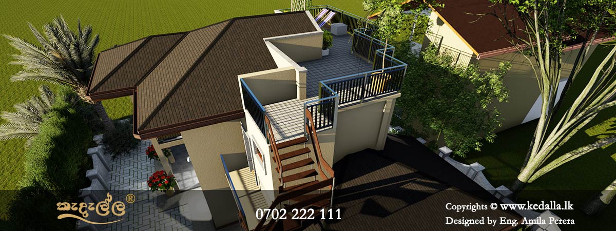 Spacious 3 bedroom building plan side elevation in sri lanka specially designed to suit 15 metre wide lots