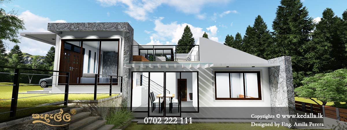 Three bedroom House plan with one bath room designed to build on a larger flat land
