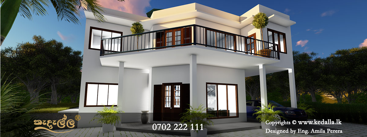 Beautiful 4 Bedroom Box Model 3D House Plans for a small land in Kurunegala Sri lanka