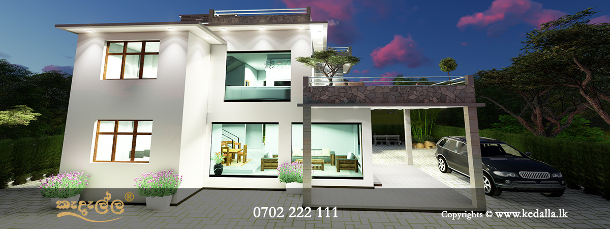 Ultra modern luxury two storey box house plans exterior photo by architect in Kandy Sri Lanka