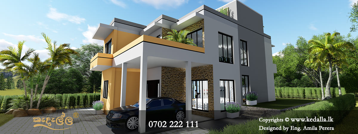 Front Elevation of a two story house design completed by best house designers in Matale
