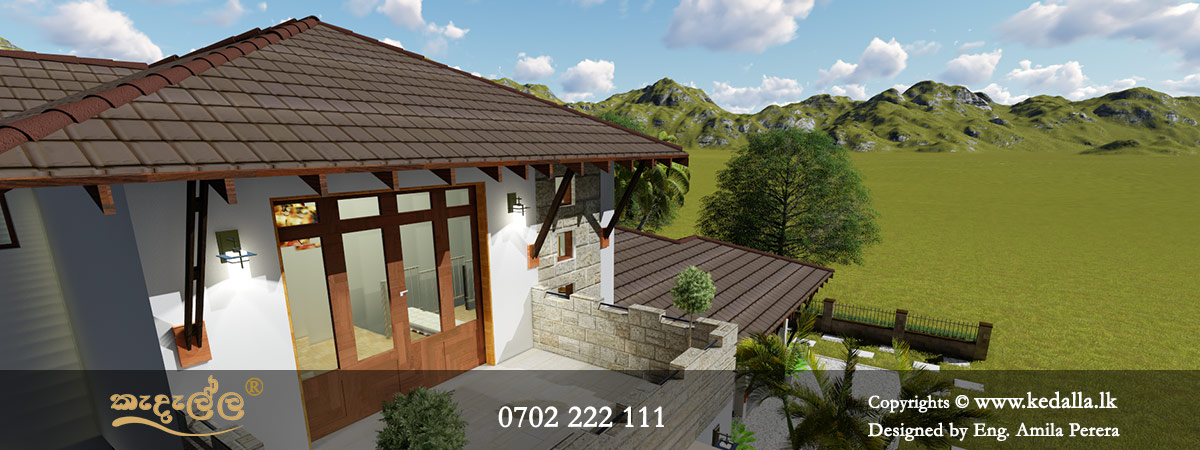 Gable roof house design with 3 Bedrooms nearly 2250 square feet by Architects in Matale