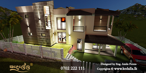Home plans with extra storage space at basement done by Sloped Land House Designers in Matale