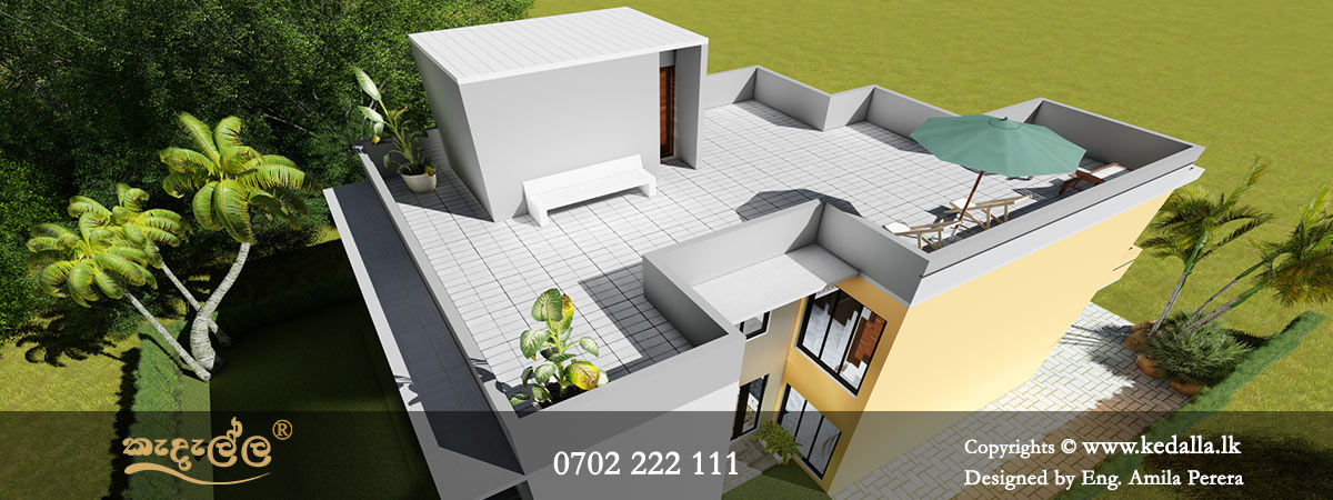 Two story house plan with beautiful roof terrace designed by leading architects in Matale