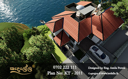 This large terraced home plan in Sri lanka has used bold black and wood interior to create a stunning large modern home