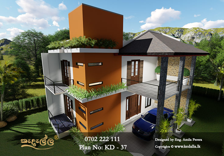 This 4 bedroom home design plan is built with a provision for a swimming pool. The combination of modern decoration and design gives this home a modern