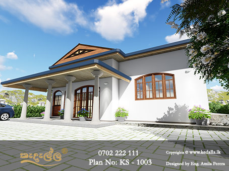A single floor medium size modern home design in 3d with wide corridors and open entrance. Consists of the 3 bedrooms, 1 bathroom, kitchen and dining