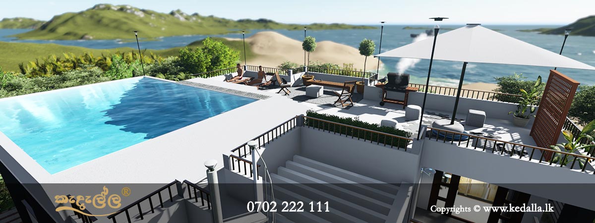 Leading architectural firm in Si Laka designed modern home plans with swimming pool on terrace