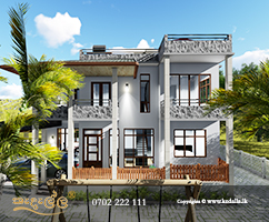 Gorgeous 3 bedroom modern home plan with stepped lobby.A foyer and courtyard to the left
