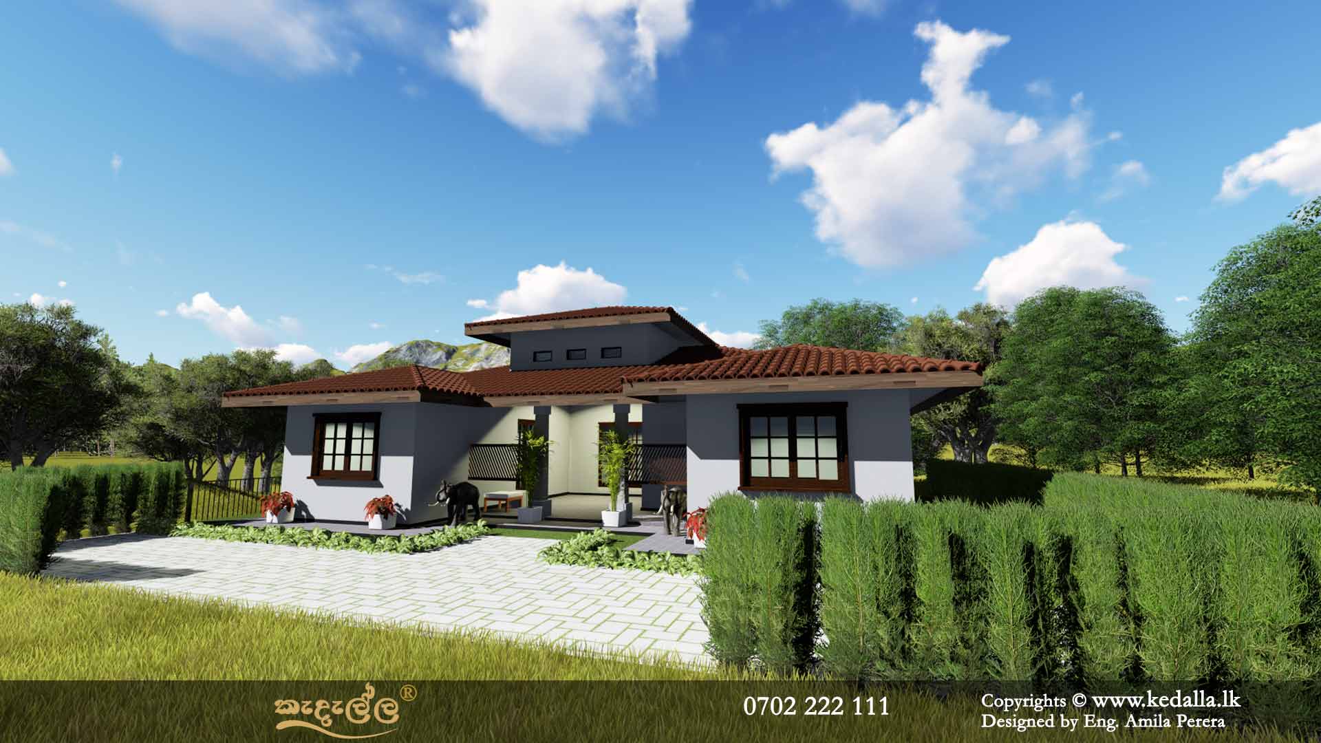 Single Story traditional Home Plans designed by house designers Kandy Sri Lanka