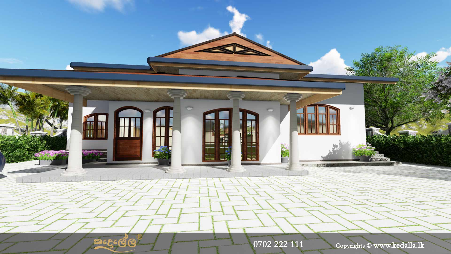 Single Story Small Home Plans with large open varandah in Kandy Sri Lanka