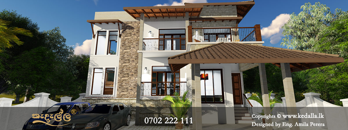 Two storey residential house floor plans with elevation designed by architects in Kandy Sri lanka