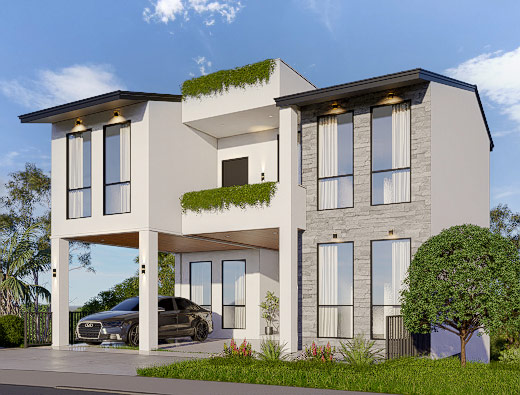 House with 2 parking lots  for sale in Heerassagala sri lanka Kedella Homes Signature Villas in Hanthana Villa 1 3D Plan 8