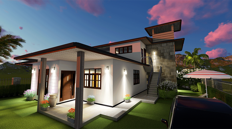 Architectural Sri Lanka house Plans and designs. A spacious house designs with a commanding streetscape and large open plan living at the heart, offering multiple living zones ensuring plenty of space for everyone.