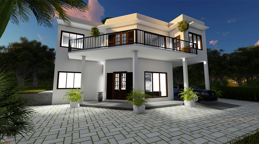 Beautiful New Home Design with Two Floors 4 Bedrooms and Two Bathrooms