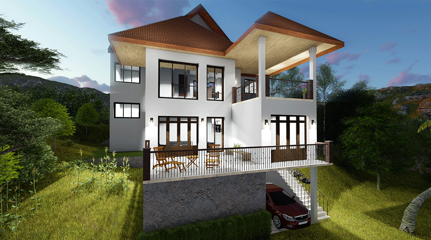 This roof type small block house plan captures the modern living and design elements
